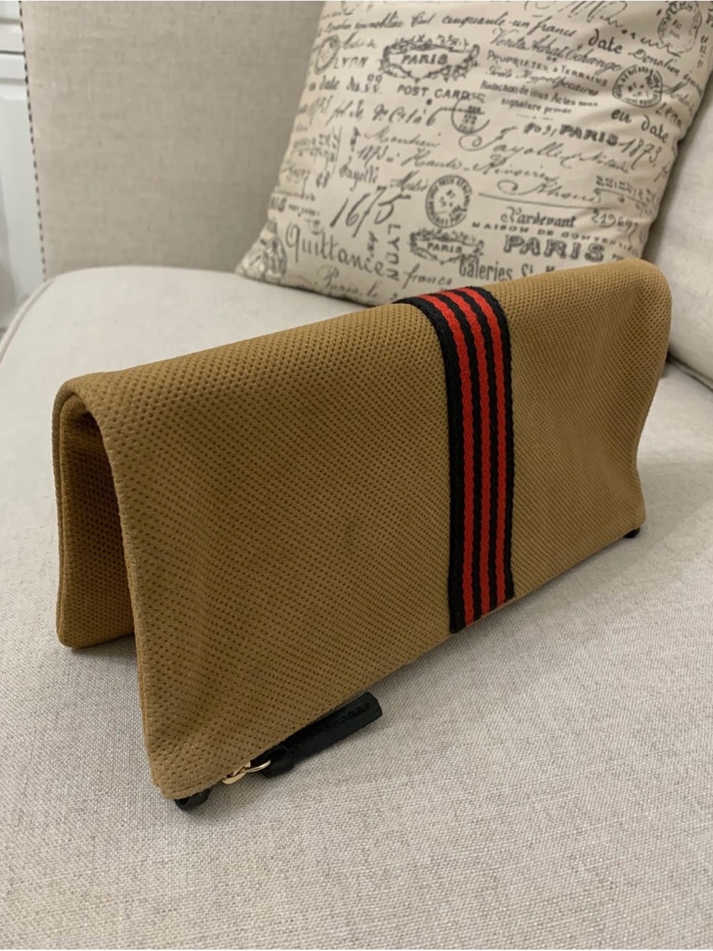 Clare V. Perforated Suede Foldover Clutch